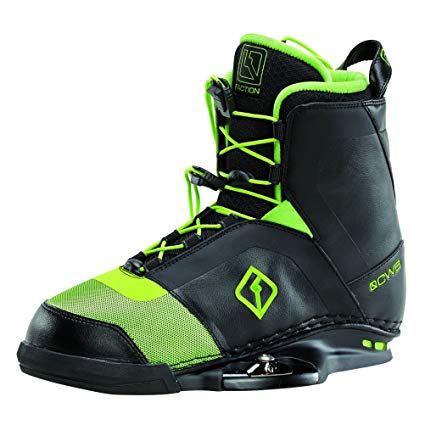 Black and green CWB Faction Wakeboard Boots