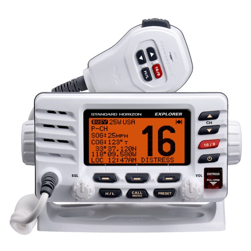 Standard Horizon Explorer GX1600 Fixed Mount VHF Radio Ultra Thin Class D White 40512|1 