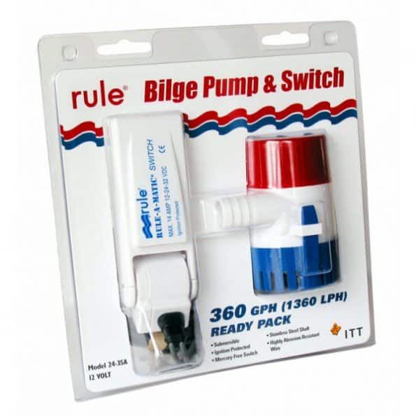 Rule 24-35A Submersible Bilge Pump with Rule-a-matic Non Mercury Float Switch 12V