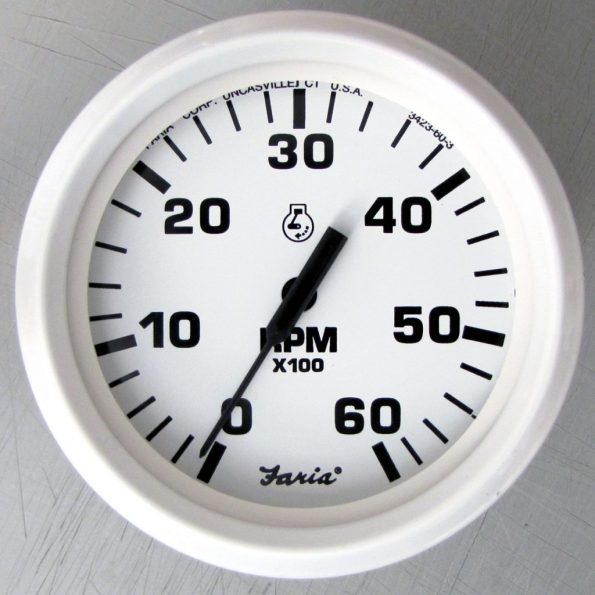 Faria 33103 White Tachometer