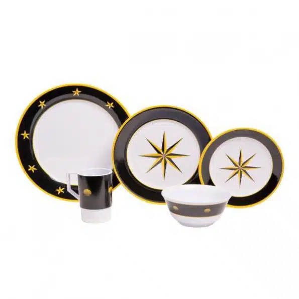 Galleyware Black Compass 16 Pc. Melamine Dinnerware Set