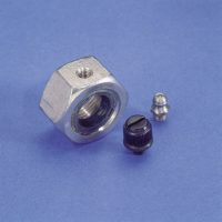 a stainless steel lubricating nut with an oil seal and a grease (zerk) fitting
