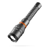 Black flashlight with orange accents
