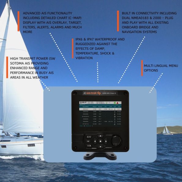 Em-Trak B400 AIS Class B High Powered Priority Transmit with 5" Color Display - Image 3