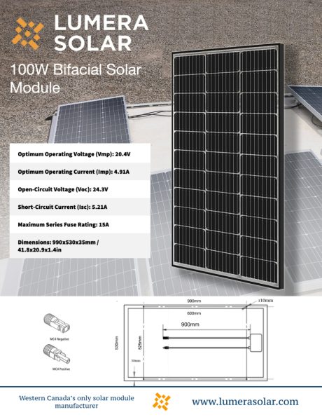 Lumera Bifacial Solar Panel Black Frame 100 Watt - Image 2