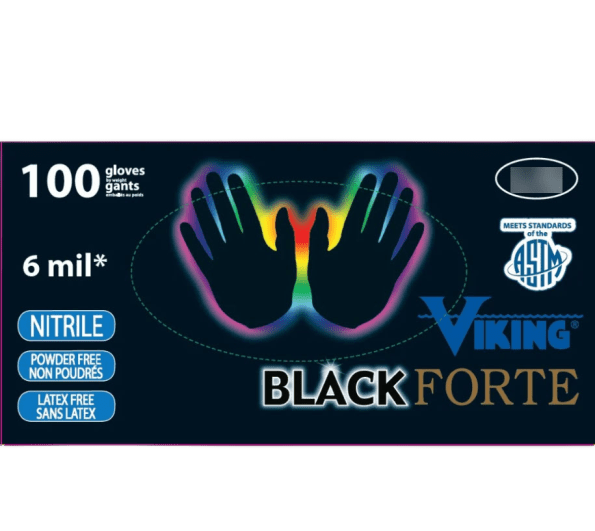 Viking Black Forte Nitrile Disposable Gloves 6mm