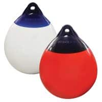 a pair of buoys with a white background use for marine fishing