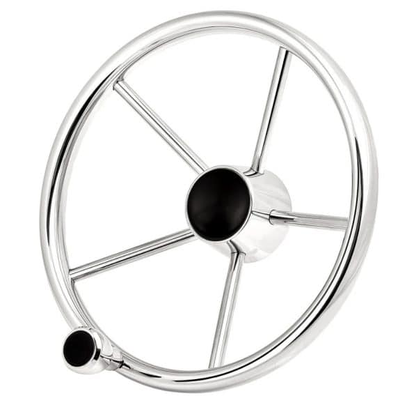Gemlux Stainless Steel Steering Wheel 13" with Knob and Black Cap