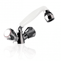 Barka Double Handle Pull-Out Shower-Faucet Mixer-White-Chrome Handle