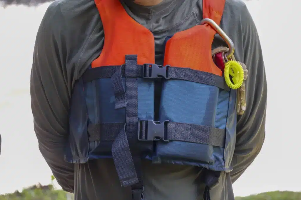 A person wearing a PFD